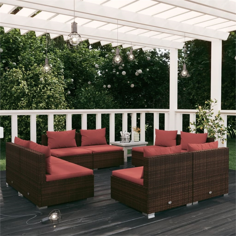 vidaXL 8 Piece Steel Garden Lounge Set in Brown
