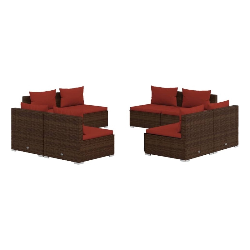 vidaXL 8 Piece Steel Garden Lounge Set in Brown