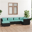 vidaXL 6 Piece Steel Small Garden Lounge Set in Black/Blue