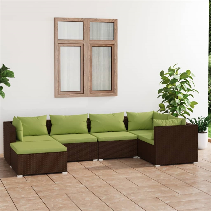 vidaXL 6 Piece Garden Lounge Set in Green/Brown