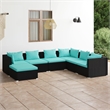 vidaXL 7 Piece Steel Garden Lounge Set in Black/Blue