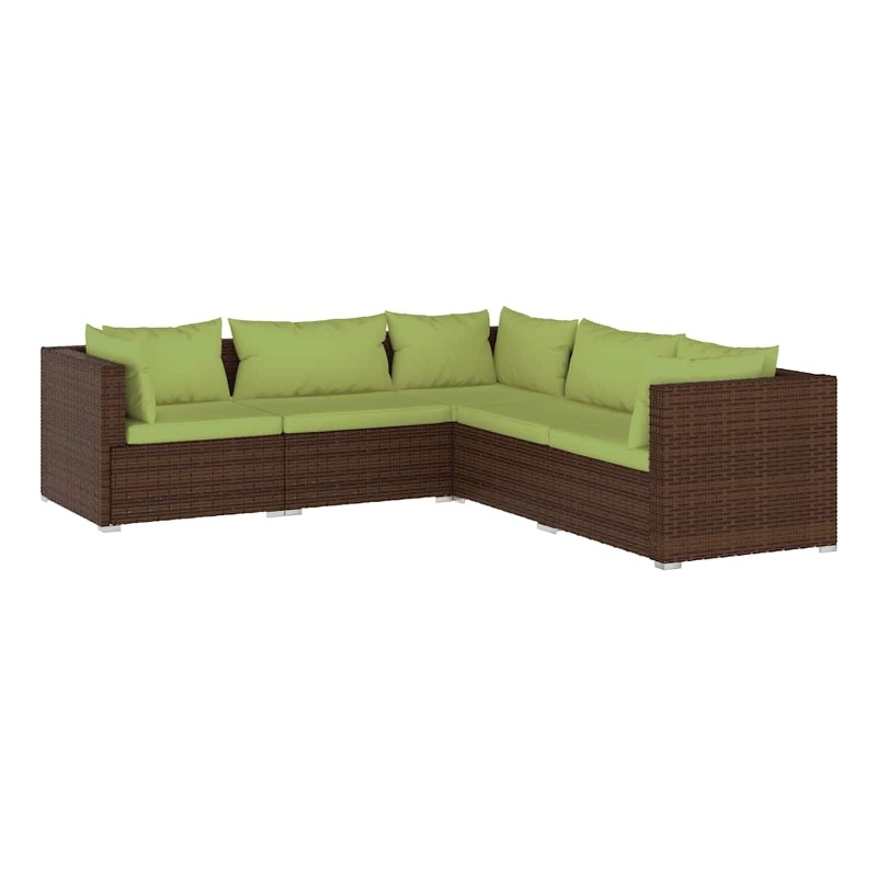 vidaXL 5 Piece Steel Small Garden Lounge Set in Green/Brown