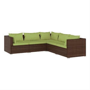 vidaXL 5 Piece Steel Small Garden Lounge Set in Green/Brown
