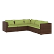 vidaXL 5 Piece Steel Small Garden Lounge Set in Green/Brown