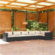 vidaXL 6 Piece Steel Garden Lounge Set in Black/Cream