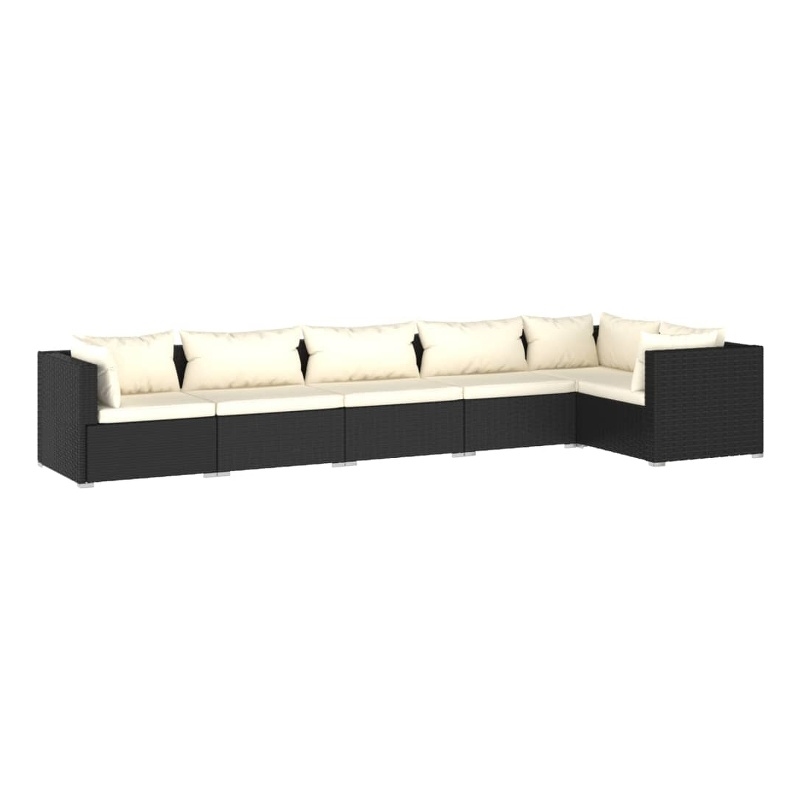 vidaXL 6 Piece Steel Garden Lounge Set in Black/Cream