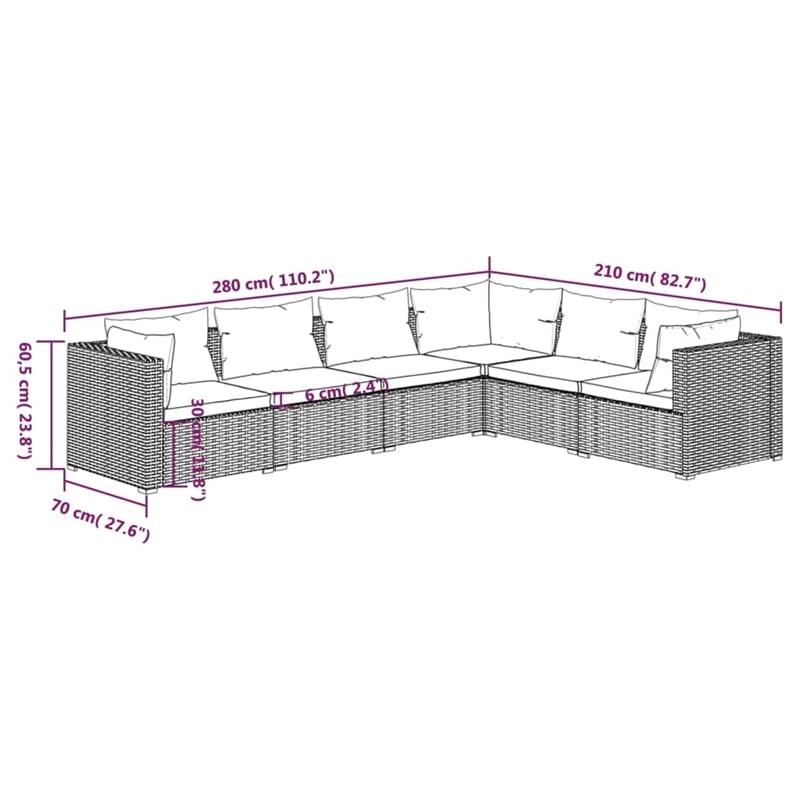vidaXL 6 Piece Garden Lounge Set in Green/Brown