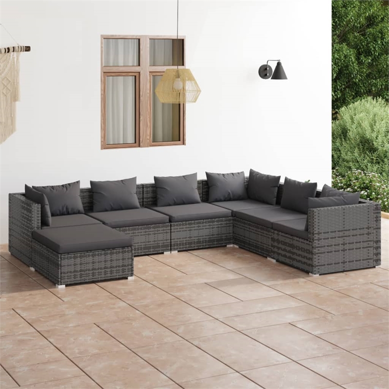 vidaXL 7 Piece Steel Garden Lounge Set in Gray/Anthracite