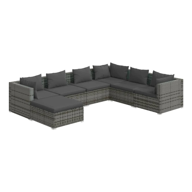 vidaXL 7 Piece Steel Garden Lounge Set in Gray/Anthracite