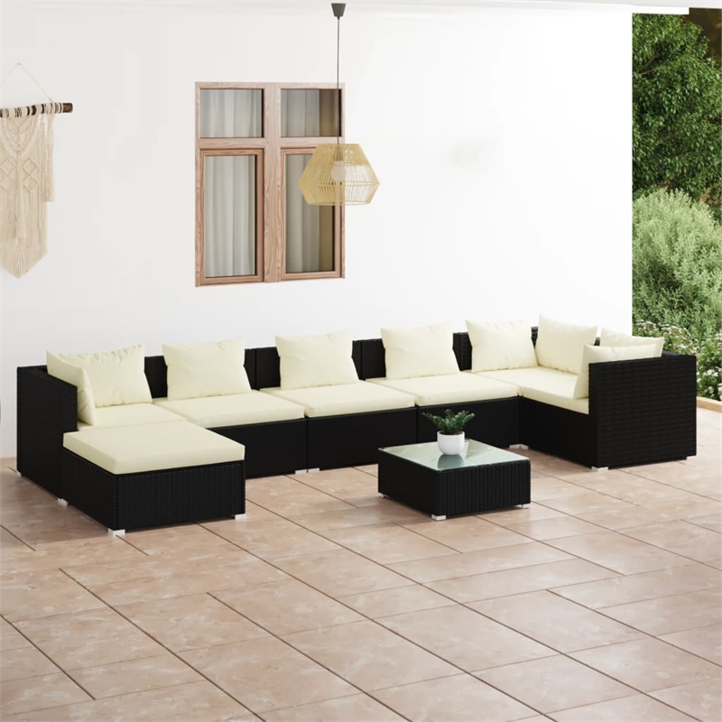 vidaXL 8 Piece Garden Lounge Set in Black