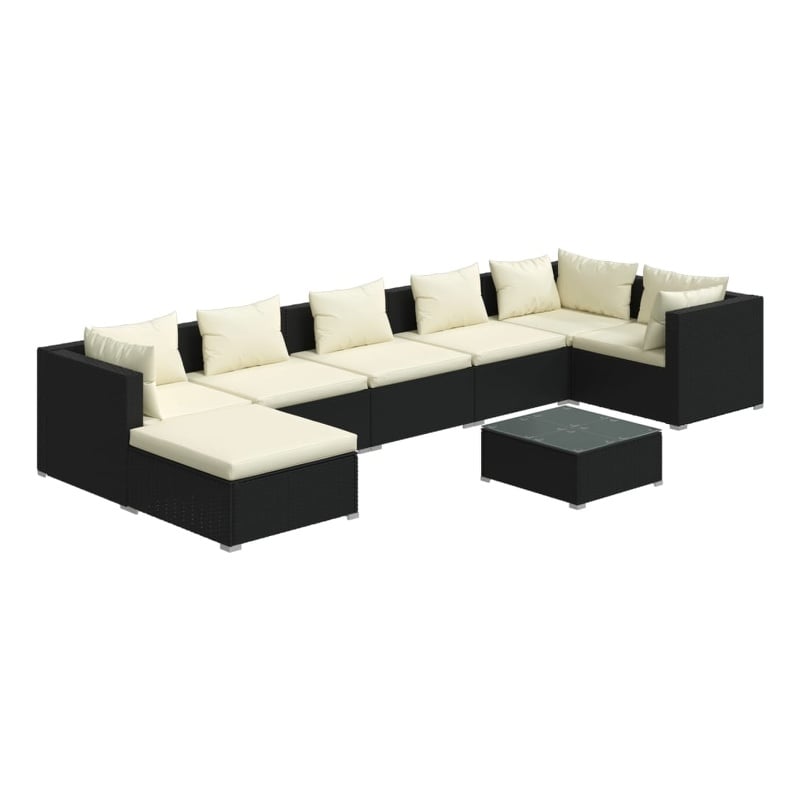 vidaXL 8 Piece Garden Lounge Set in Black
