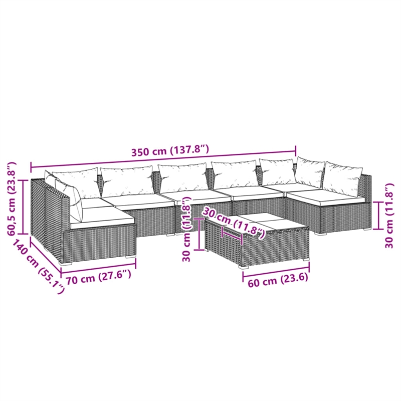 vidaXL 8 Piece Steel Garden Lounge Set in Gray/Anthracite