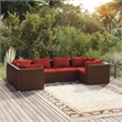 vidaXL 6 Piece Steel Garden Lounge Set in Red/Brown