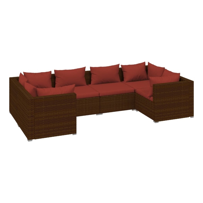vidaXL 6 Piece Steel Garden Lounge Set in Red/Brown