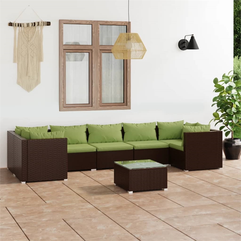vidaXL 8 Piece Steel Large Garden Lounge Set in Green/Brown