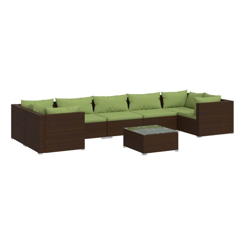 vidaXL 8 Piece Steel Large Garden Lounge Set in Green/Brown