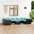 vidaXL 10 Piece Steel Garden Lounge Set in Black/Blue