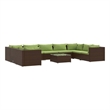 vidaXL 10 Piece Steel Garden Lounge Set in Green/Brown
