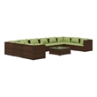 vidaXL 11 Piece Steel Garden Lounge Set in Green/Brown