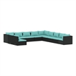 vidaXL 11 Piece Steel Large Garden Lounge Set in Black/Blue
