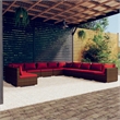 vidaXL 11 Piece Steel Garden Lounge Set in Brown