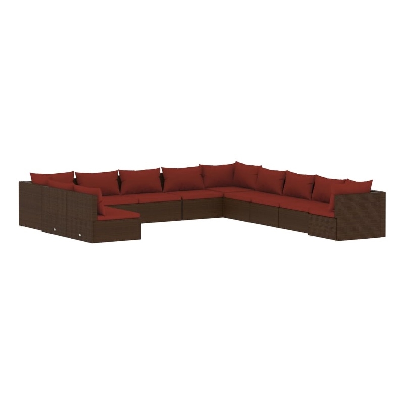 vidaXL 11 Piece Steel Garden Lounge Set in Brown