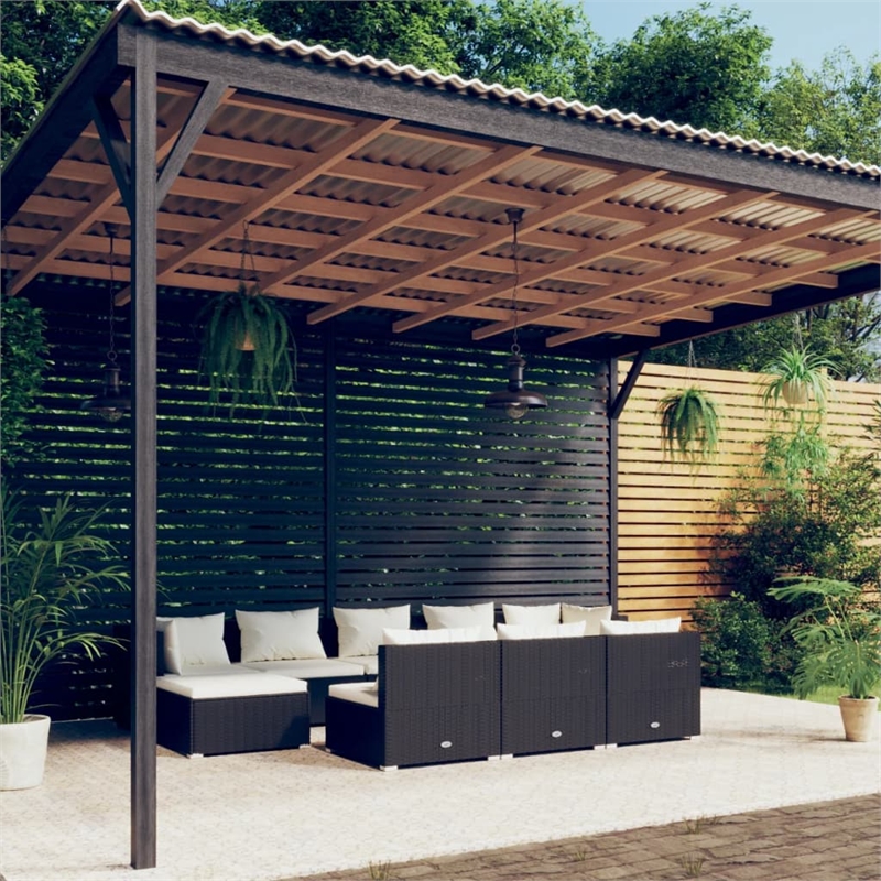 vidaXL 10 Piece Steel Garden Lounge Set in Black/Cream