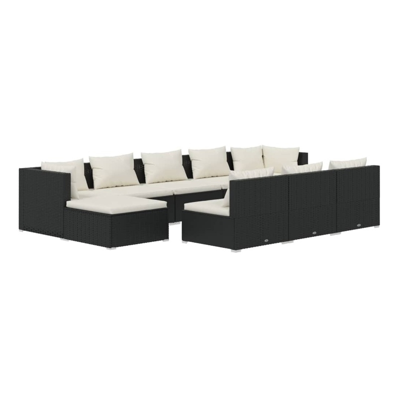 vidaXL 10 Piece Steel Garden Lounge Set in Black/Cream