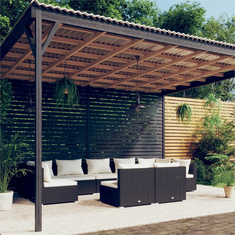 vidaXL 9 Piece Poly Rattan Small Garden Lounge Set in Black