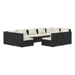 vidaXL 9 Piece Poly Rattan Small Garden Lounge Set in Black