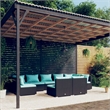 vidaXL 9 Piece Steel Garden Lounge Set in Black/Blue