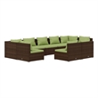 vidaXL 9 Piece Steel Garden Lounge Set in Green/Brown