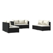 vidaXL 6 Piece Steel Garden Lounge Set in Black/Cream