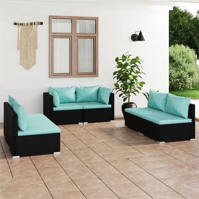 vidaXL 6 Piece Steel Garden Lounge Set in Black