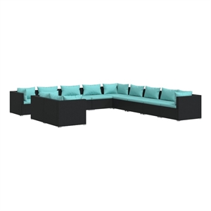 vidaXL 11 Piece Steel Large Garden Lounge Set in Black