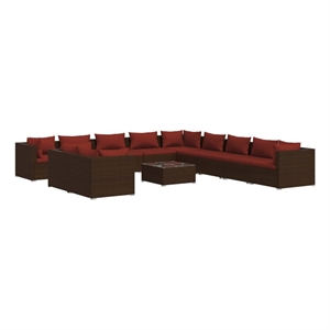 vidaXL 12 Piece Poly Rattan Small Garden Lounge Set
