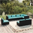 vidaXL 8 Piece Steel Garden Lounge Set in Black/Blue