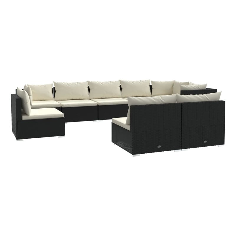 vidaXL 9 Piece Steel Garden Lounge Set in Black/Cream