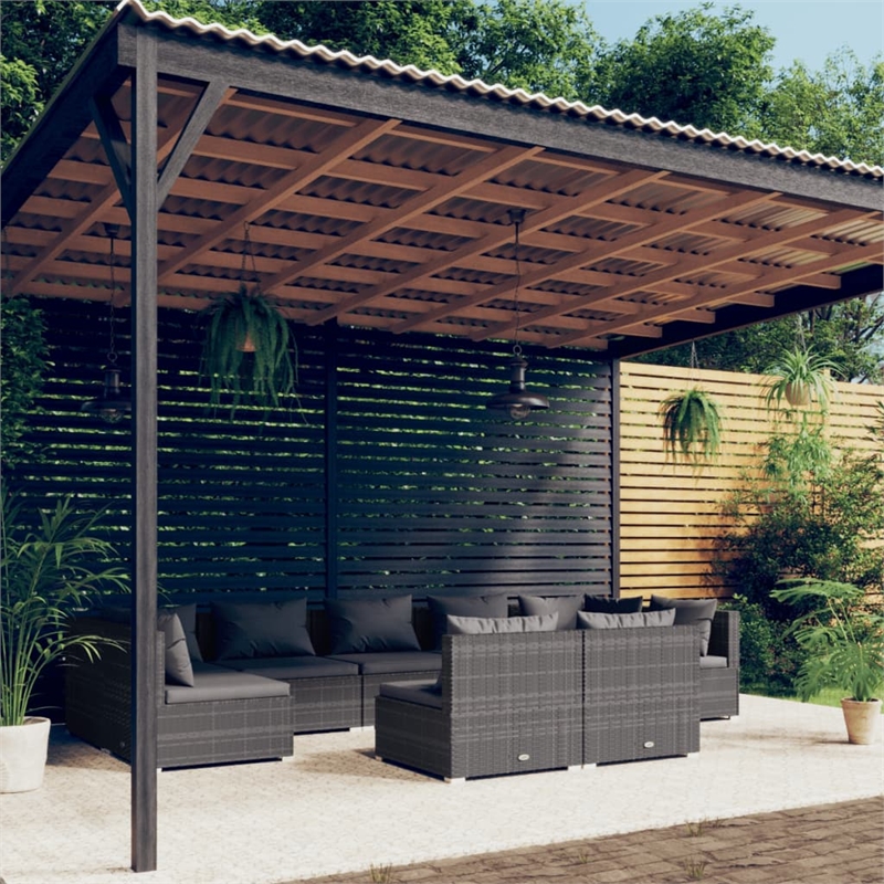 vidaXL 9 Piece Steel Garden Lounge Set in Gray/Anthracite