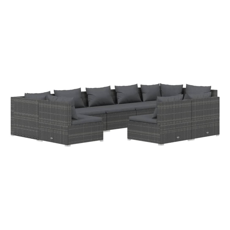 vidaXL 9 Piece Steel Garden Lounge Set in Gray/Anthracite
