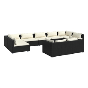 vidaXL 9 Piece Steel Small Garden Lounge Set in Black