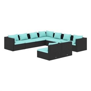 vidaXL 9 Piece Steel Garden Lounge Set in Black