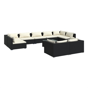 vidaxl 10 piece steel garden lounge set in black/cream