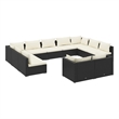 vidaXL 11 Piece Poly Rattan Garden Lounge Set in Black