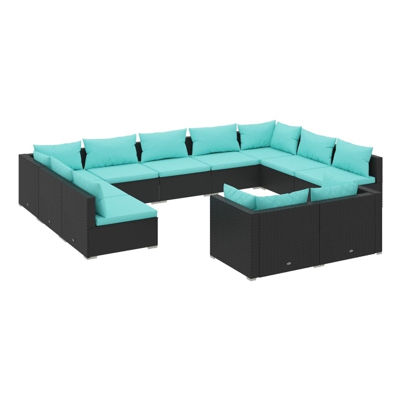vidaXL 11 Piece Steel Garden Lounge Set in Black