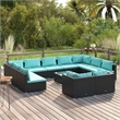 vidaXL 12 Piece Poly Rattan Large Garden Lounge Set in Black