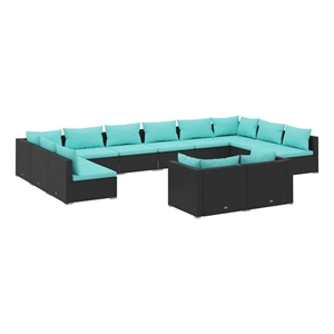 vidaXL 12 Piece Garden Lounge Set in Black/Blue