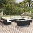 vidaXL 13 Piece Steel Garden Lounge Set in Black/Cream