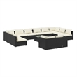 vidaXL 13 Piece Steel Garden Lounge Set in Black/Cream
