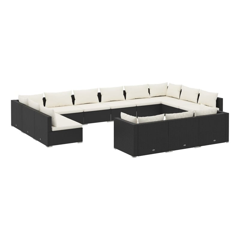 vidaXL 13 Piece Steel Garden Lounge Set in Black/Cream